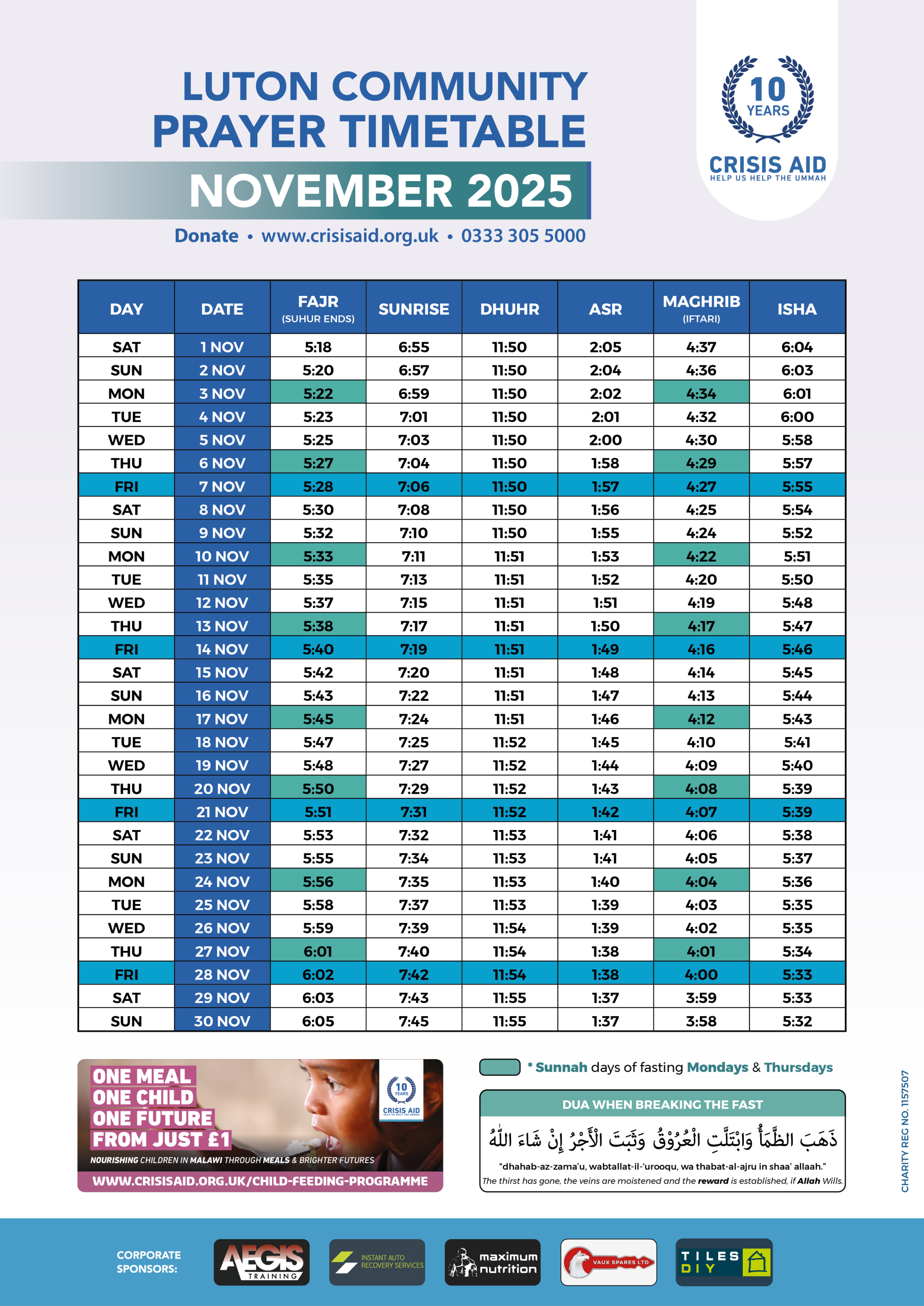 Luton Prayer Times 1 CA Luton Prayer Timetable NOV 2025 scaled - Crisis Aid